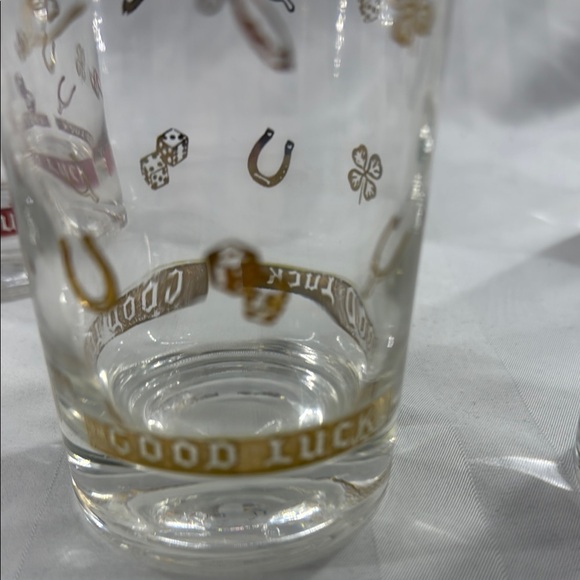Good Luck Themed Glasses Set Vintage MCM - Picture 6 of 9